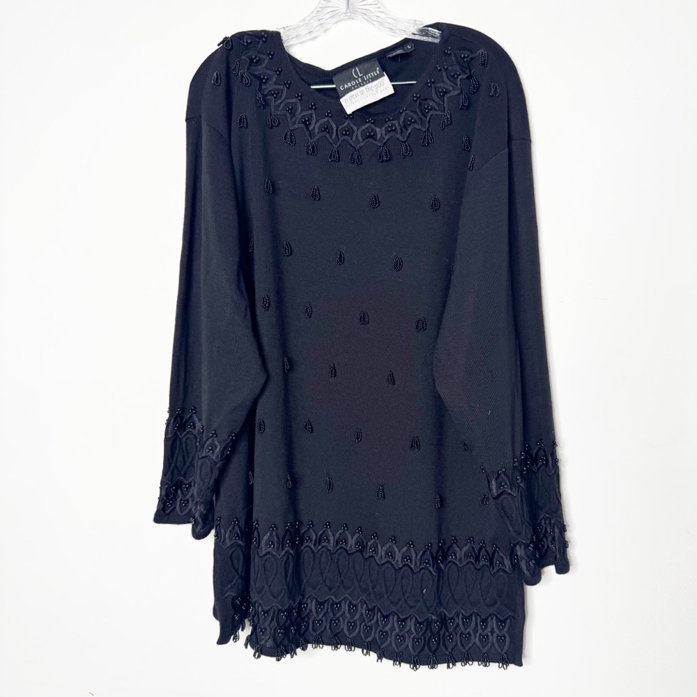 Carol Little A Pea In the Pod Vintage Beaded Wool Blend Sweater Dress Size Large